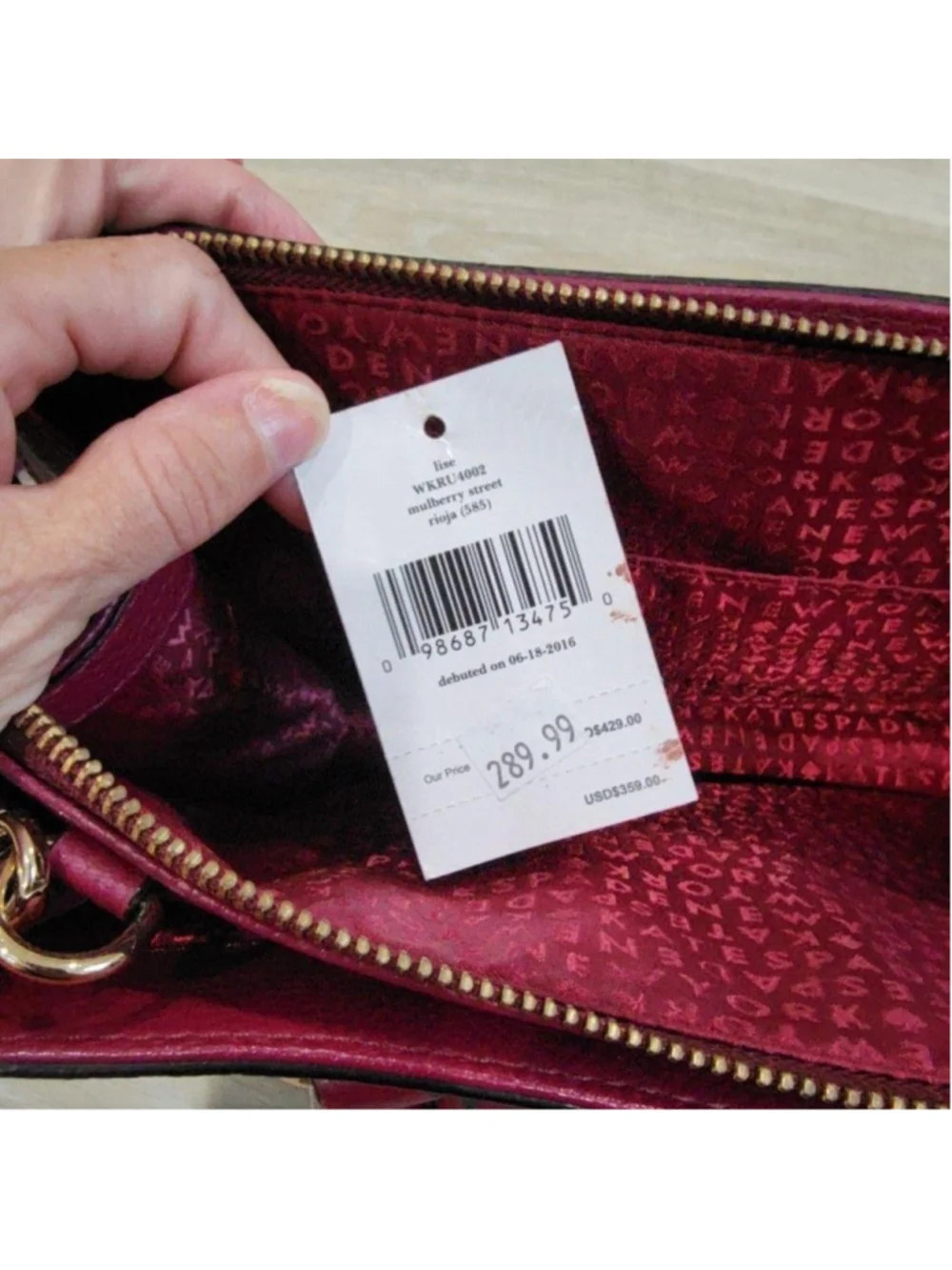 Kate Spade Satchel Bag Womens Medium Burgundy Leather Mulberry Street Crossbody
